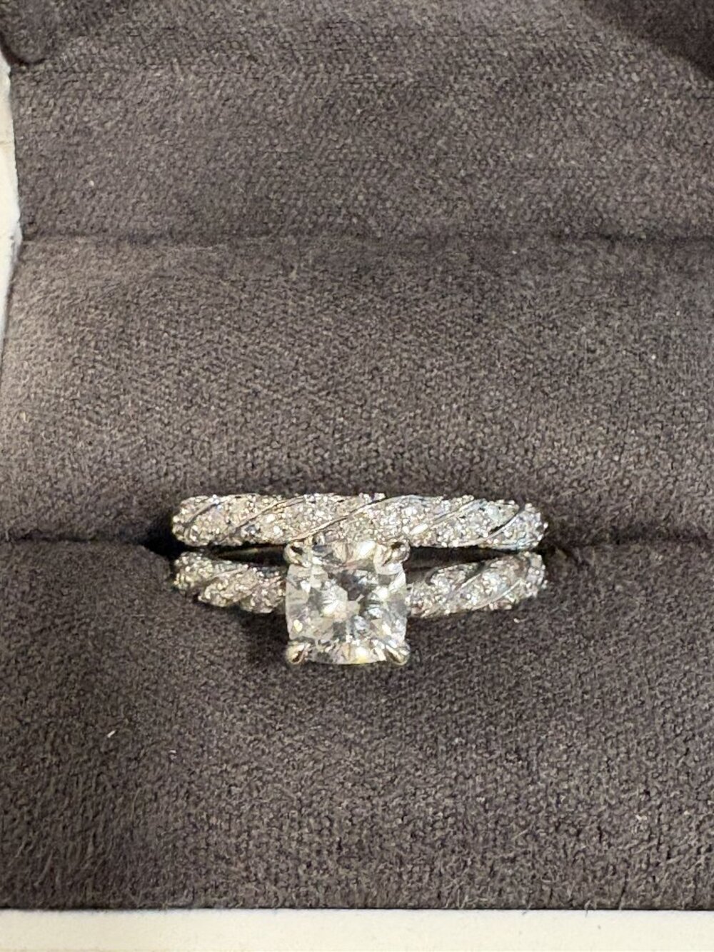 14K White Gold Lab Diamond Bridal Wedding Set 2.09ctw Cushion Cut Size 6.5